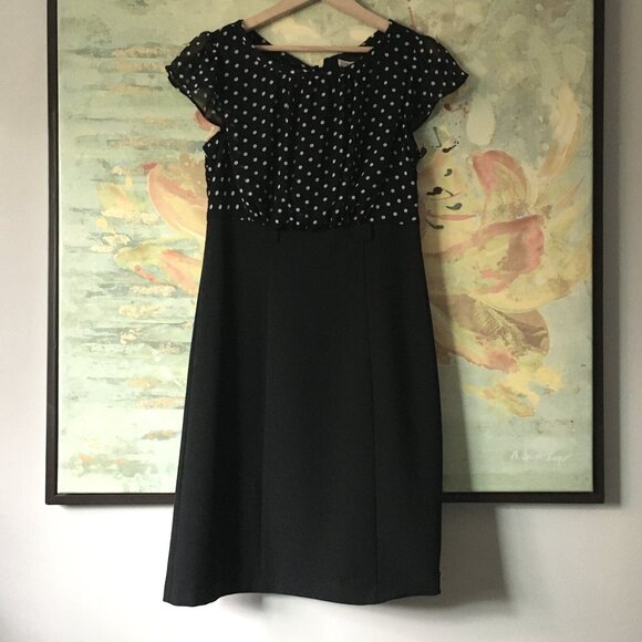 Rockabilly Polka Dot & Chiffon Scuba High Waist Retro Dress - Picture 3 of 16